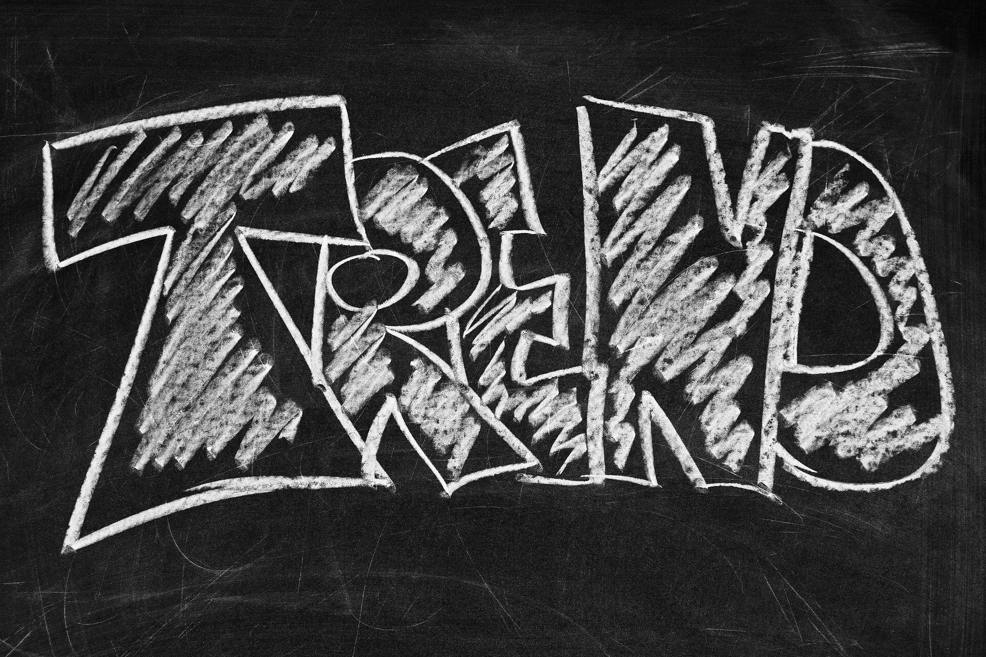 'Trend' written large on a chalkboard.