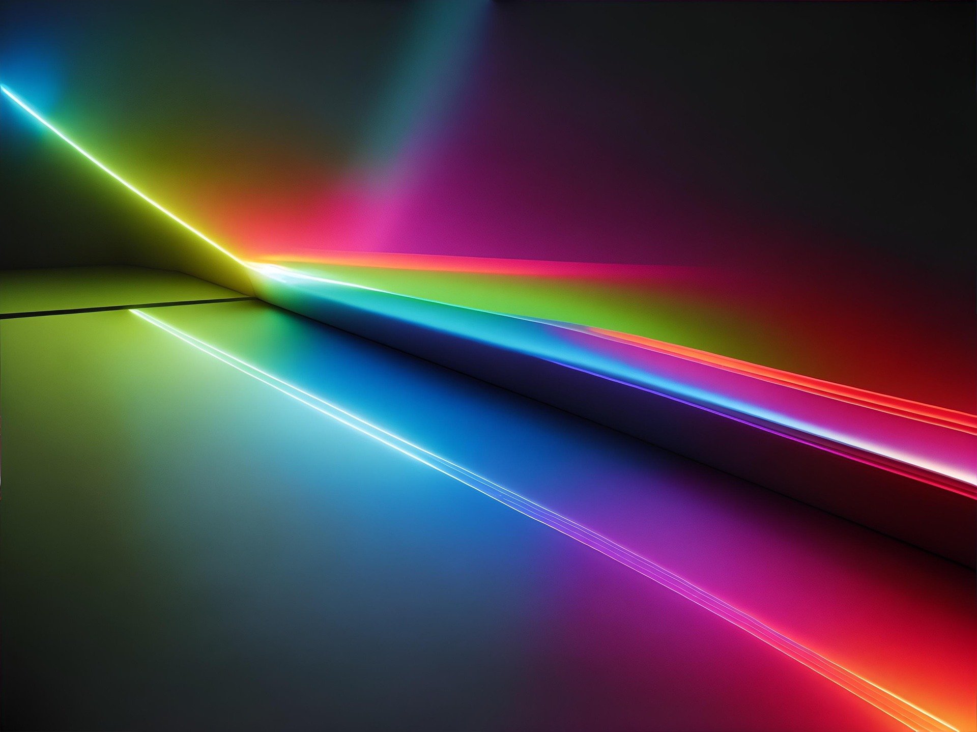 A rainbow or prism-like effect.