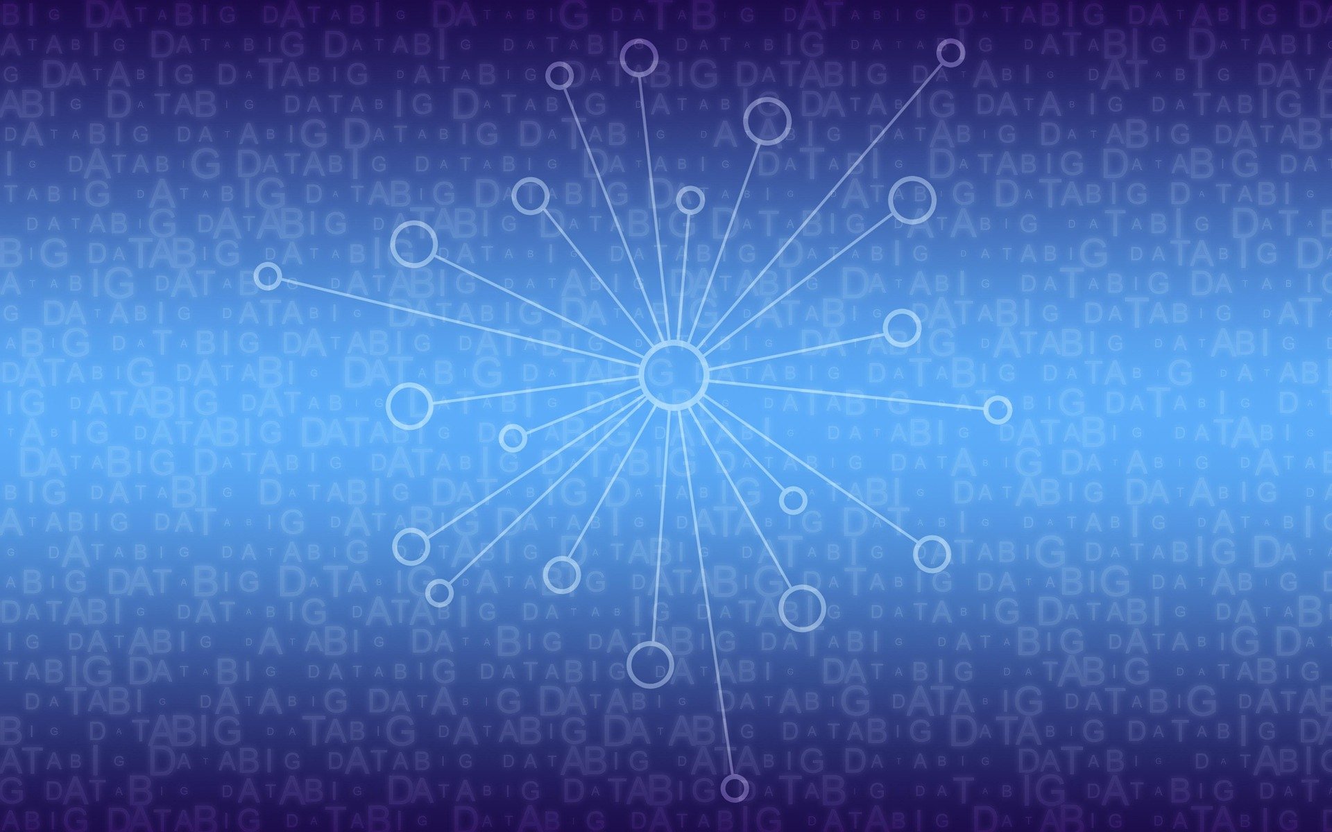 Big data words in the background, with data points in the center.
