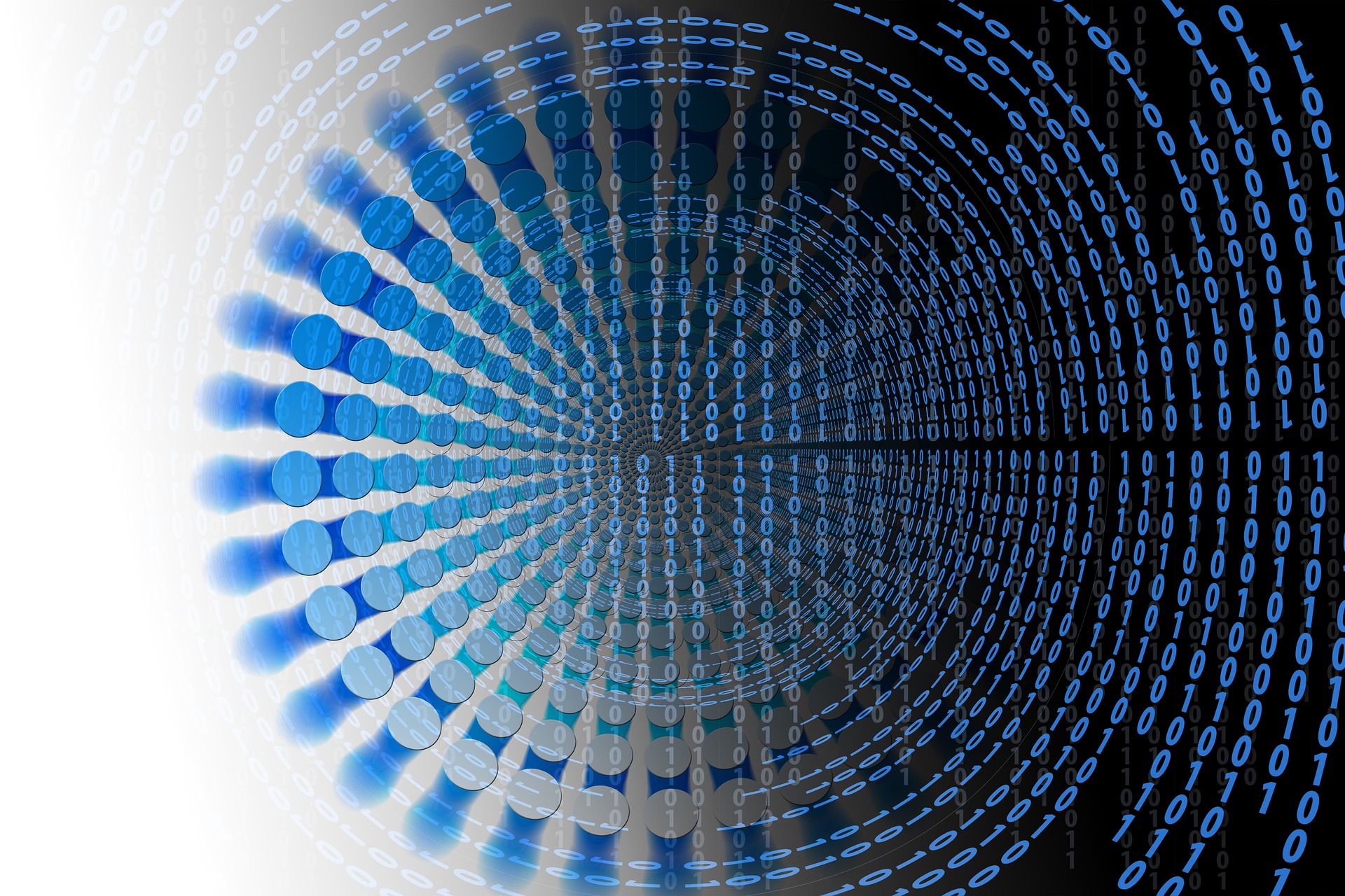 A computer network-like image with code and data points.