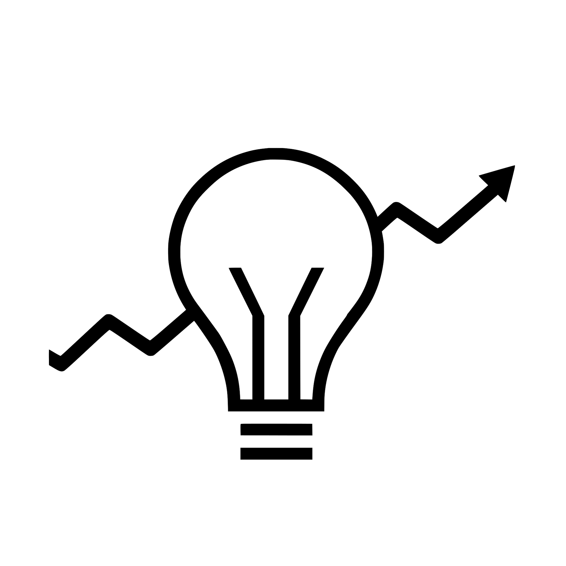 A graphic showing light bulb with business growth arrow going up.