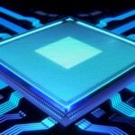 A stylized CPU, computer processor network. Circuit board.