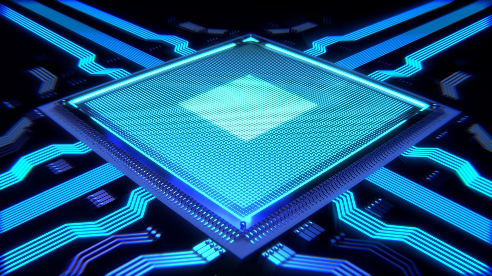 A stylized CPU, computer processor network. Circuit board.