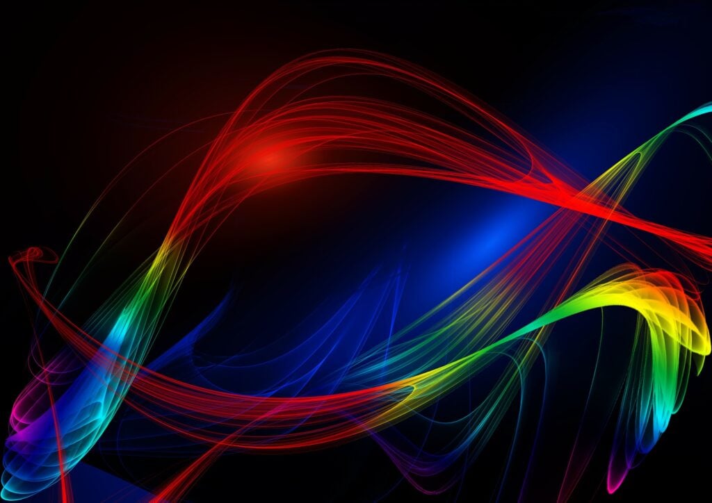 Abstract waves of light in various colors, like sound waves.