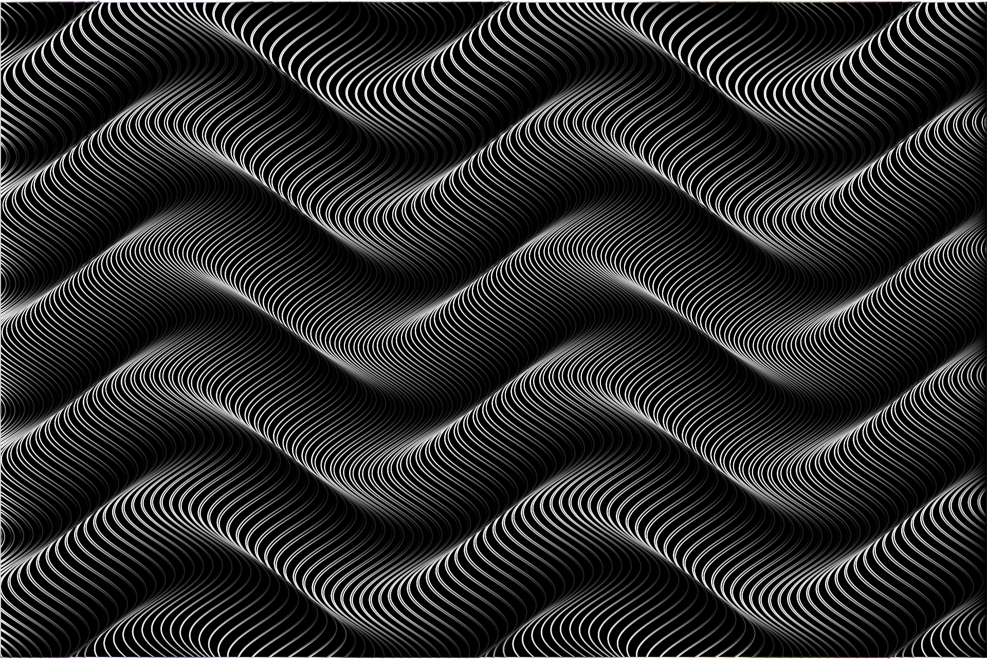 A black and white image of big sound waves going across the screen.