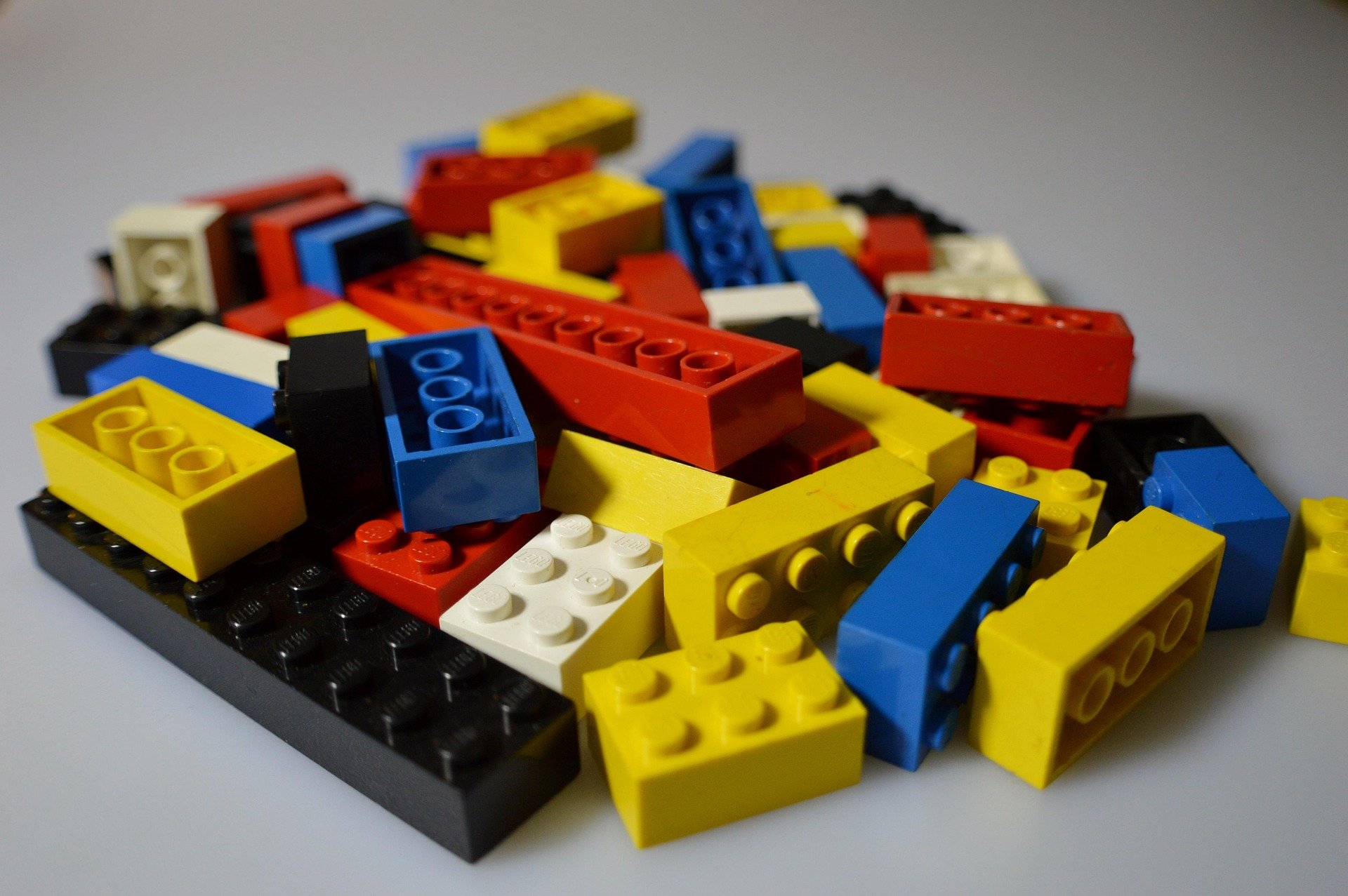 A jumble of colorful Lego bricks.