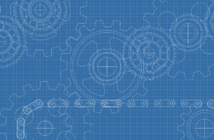 A blueprint of various machine gears.