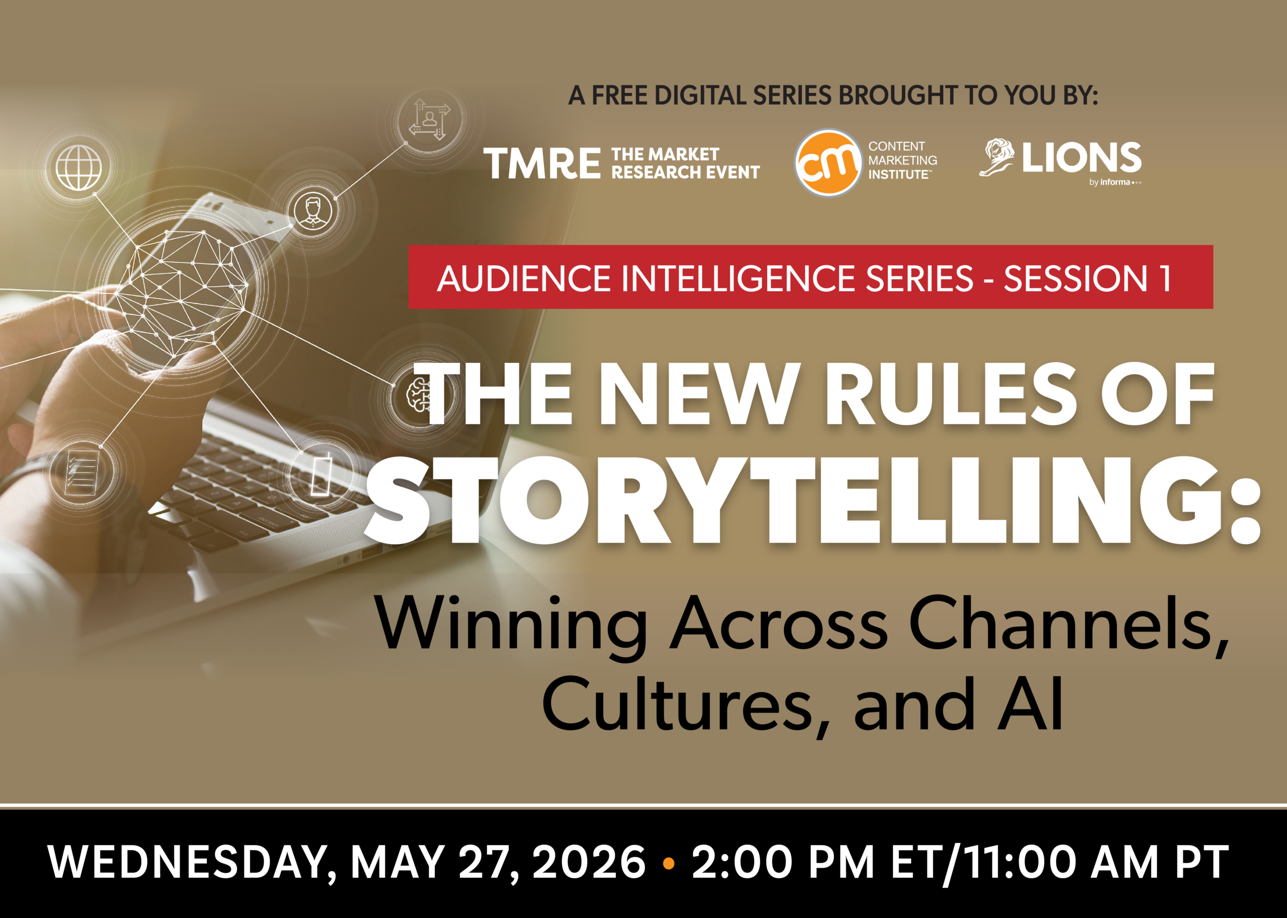 Storytelling webinar event ad.
